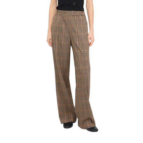Pantalone Donna flare a quadretti modella frontale